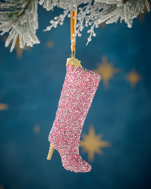 Opal Pink Embellished Boot Christmas Ornament